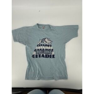 Vintage Artex The Citadel Bulldogs T-Shirt Kids L Blue Single Stitch USA Made